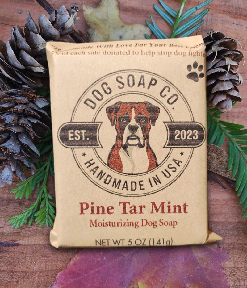 Our dog soap is available in Pine Tar Mint!